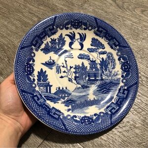 Vintage Blue Willow Pattern Porcelain Plate Japan